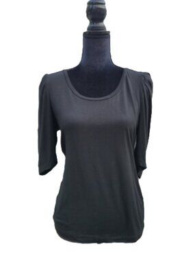 Review Australia Black Top with Puff Sleeves and Back Bow Detail, Size 12